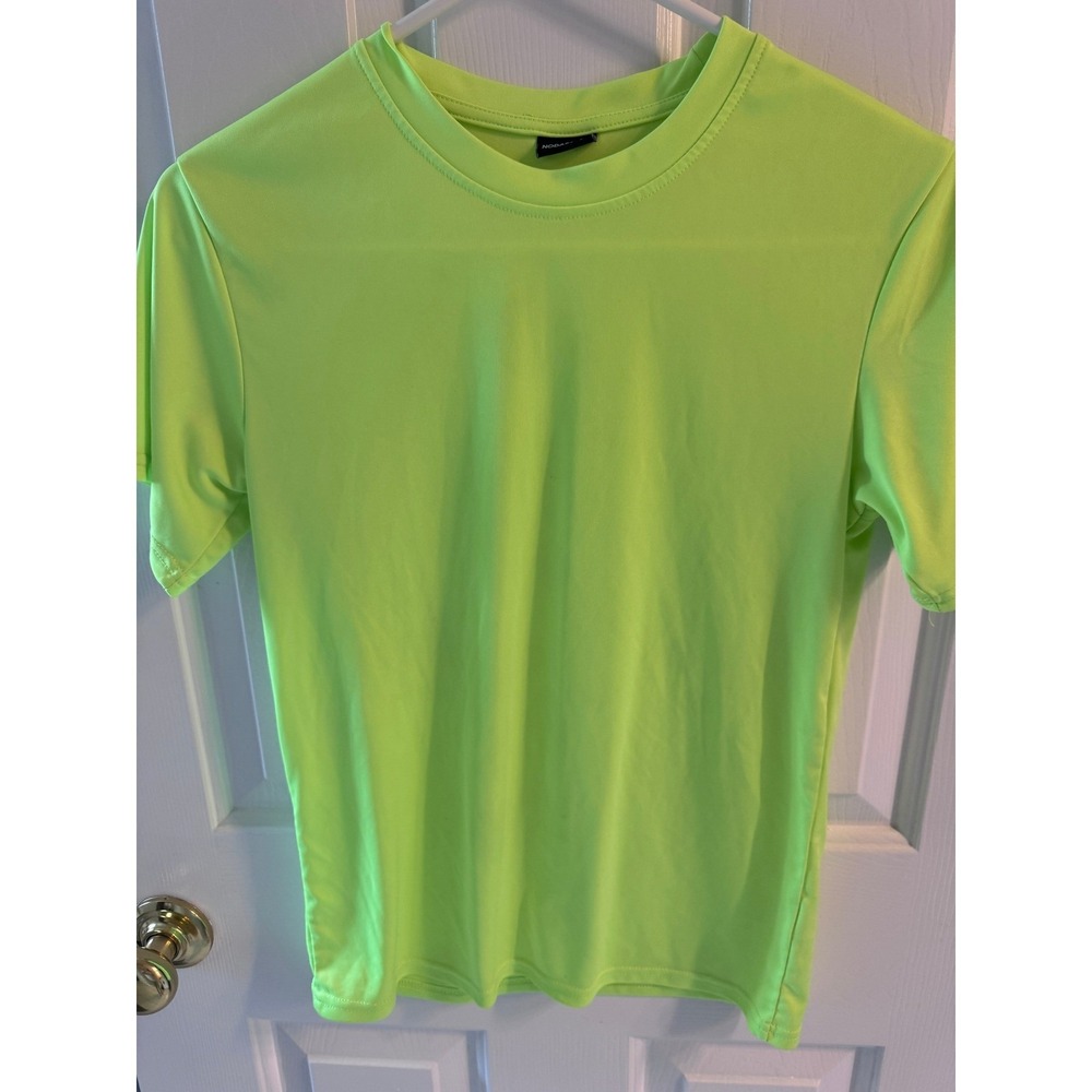 Nodarshes Kids Neon Lime Green Short Sleeve Activewear Sport T-Shirt Size 12-14Y